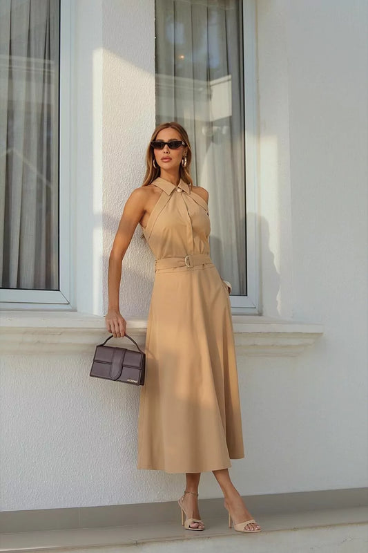 Jade Tailored Dress - Beige