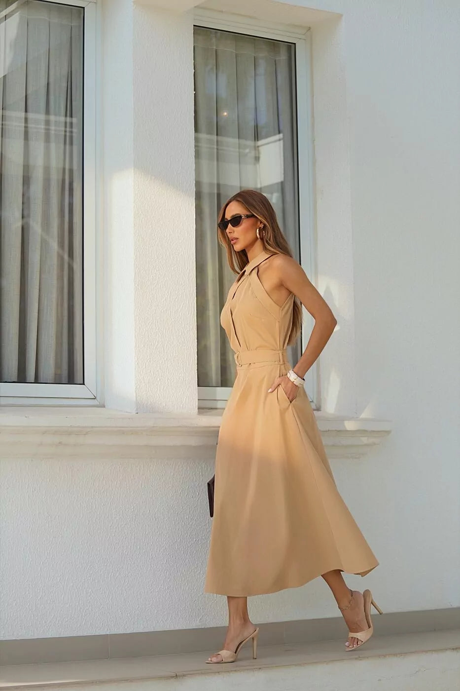 Jade Tailored Dress - Beige