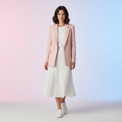 Blazer Linne Rosa Babycore — Feminilidade com Estrutura